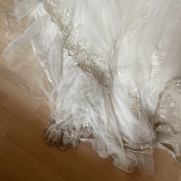 Alfred Angelo Wedding Dress Women’s Sz 22 White Bridal Gown Formal Lace Read - Picture 16 of 16